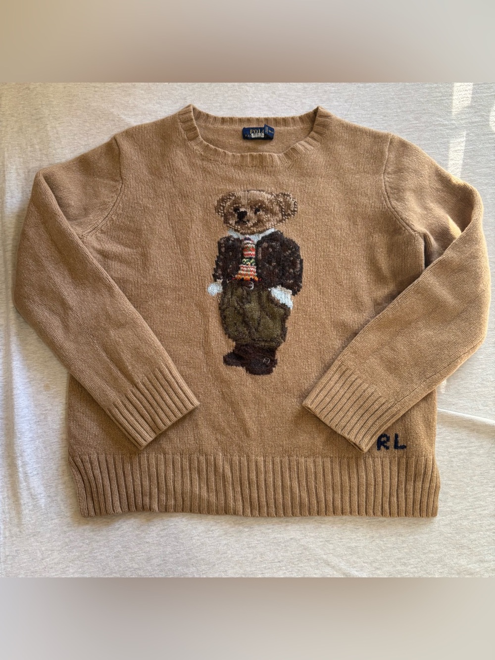Vintage Polo Ralph Lauren Polo Bear Wool Blend Beige Sweater Women’s L